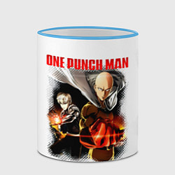 Кружка 3D Сайтама и Генос One Punch-Man, цвет: 3D-небесно-голубой кант — фото 2