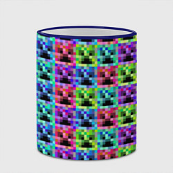 Кружка 3D МАЙНКРАФТ MINECRAFT ЦВЕТНЫЕ КРИПЕРЫ, цвет: 3D-синий кант — фото 2