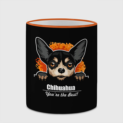 Кружка цветная Чихуахуа Chihuahua / 3D-Оранжевый кант – фото 2