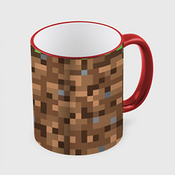 Кружка 3D ЗЕМЛЯ DIRT MINECRAFT, цвет: 3D-красный кант
