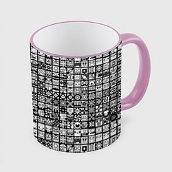 Кружка 3D Geometry Dash: BW Pattern, цвет: 3D-розовый кант