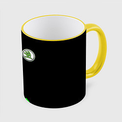 Кружка 3D SKODA LINE LOGO STYLE GREEN, цвет: 3D-желтый кант