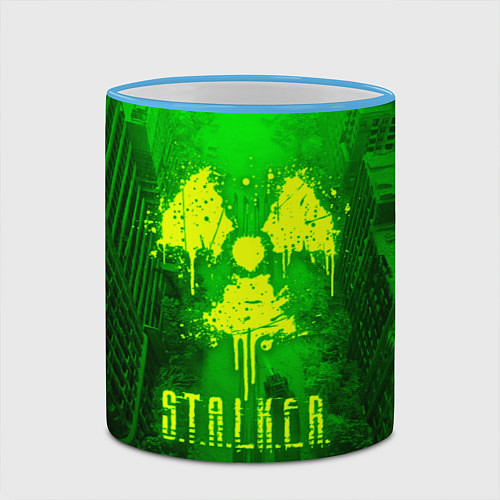 Кружка цветная STALKER LOGO RADIATOIN NEON TOXIC / 3D-Небесно-голубой кант – фото 2