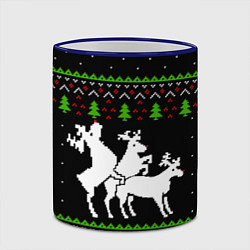Кружка 3D Новогодние три оленя, цвет: 3D-синий кант — фото 2