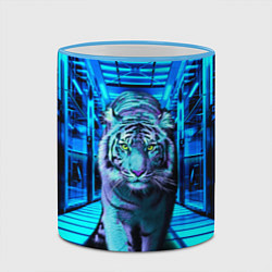 Кружка 3D Крадущийся тигр, цвет: 3D-небесно-голубой кант — фото 2