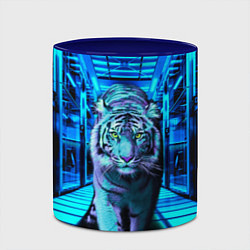 Кружка 3D Крадущийся тигр, цвет: 3D-белый + синий — фото 2