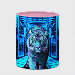 Кружка 3D Крадущийся тигр, цвет: 3D-белый + розовый — фото 2