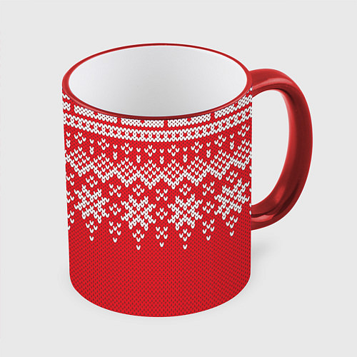 Кружка цветная Knitted Pattern / 3D-Красный кант – фото 1
