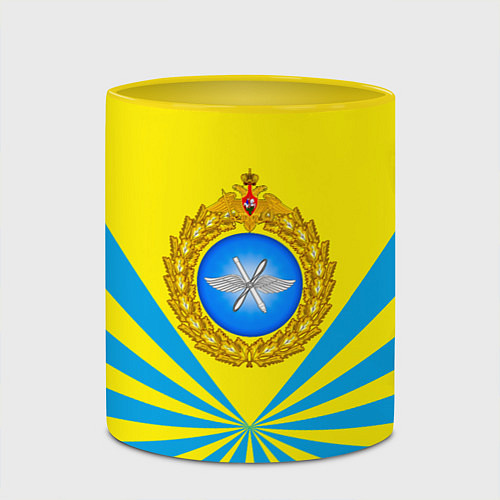 Кружка цветная Большая эмблема ВВС РФ / 3D-Белый + желтый – фото 2