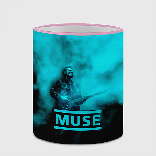 Кружка цветная Мэттью Беллами бирюзовый туман Muse / 3D-Розовый кант – фото 2