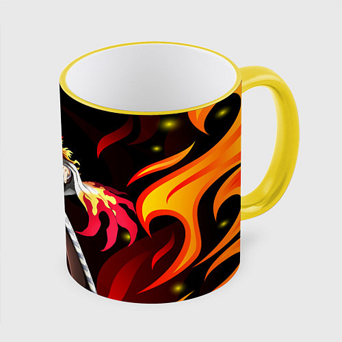 Кружка цветная РЕГНОКУ КЛИНОК ДЕМОНОВ KNY / 3D-Желтый кант – фото 1