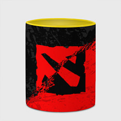 Кружка 3D DOTA 2 RED BLACK LOGO, БРЫЗГИ КРАСОК, цвет: 3D-белый + желтый — фото 2