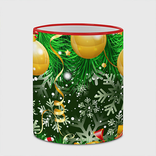 Кружка цветная Новогоднее Настроение Елка / 3D-Красный кант – фото 2