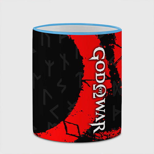 Кружка цветная GOD OF WAR СИМВОЛ КРАТОСА / 3D-Небесно-голубой кант – фото 2