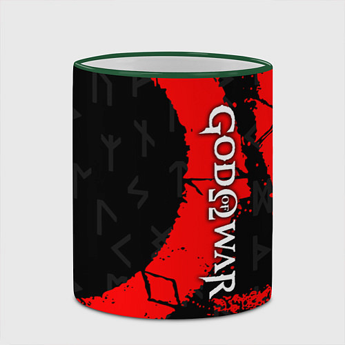 Кружка цветная GOD OF WAR СИМВОЛ КРАТОСА / 3D-Зеленый кант – фото 2