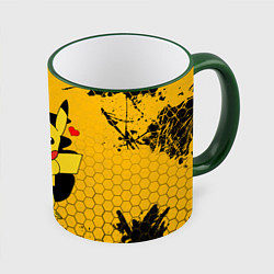 Кружка 3D ПОКЕМОНЫ, ПИКАЧУ ДЕРЖИТ СЕРДЦЕ, цвет: 3D-зеленый кант