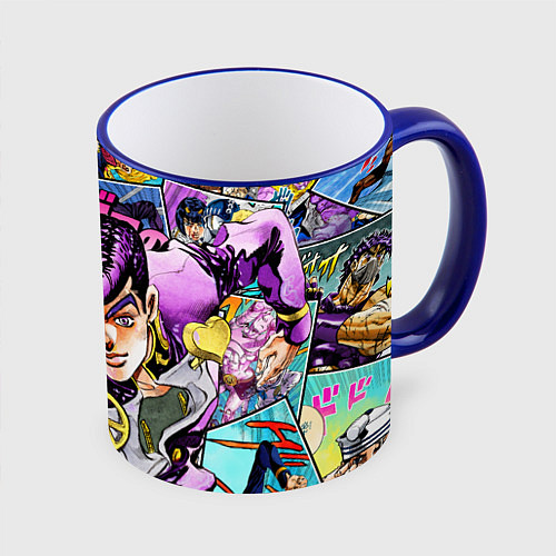 Кружка цветная JoJos Bizarre Adventure: Josuke / 3D-Синий кант – фото 1