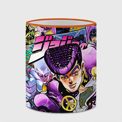 Кружка цветная JoJos Bizarre Adventure: Josuke / 3D-Оранжевый кант – фото 2