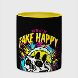 Кружка 3D Fake Happy Фальшивое счастье, цвет: 3D-белый + желтый — фото 2