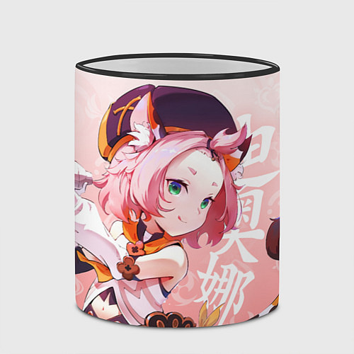 Кружка цветная Диона - Геншин Импакт / 3D-Черный кант – фото 2