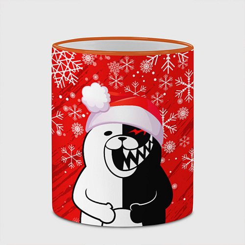 Кружка цветная НОВОГОДНИЙ MONOKUMA / 3D-Оранжевый кант – фото 2