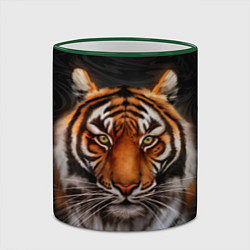 Кружка 3D Реалистичный тигр Realistic Tiger, цвет: 3D-зеленый кант — фото 2