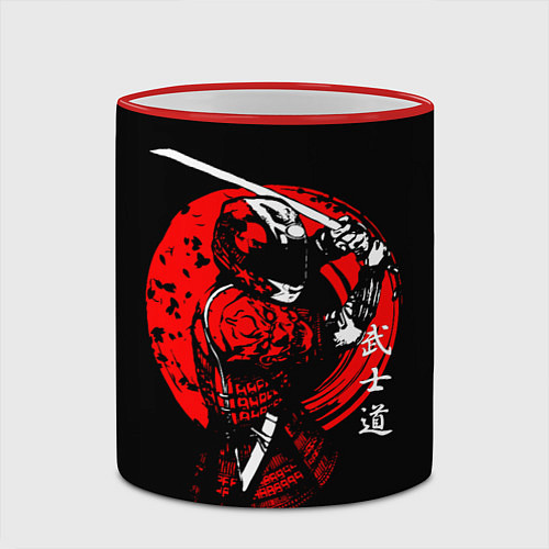 Кружка цветная МОТО САМУРАЙ С КАТАНОЙ JAPAN SAMURAI / 3D-Красный кант – фото 2