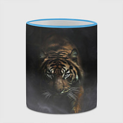 Кружка 3D Тигр в тумане, цвет: 3D-небесно-голубой кант — фото 2