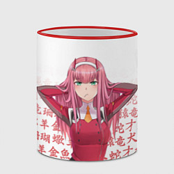 Кружка 3D 02 ZERO TWO DARLING IN THE FRANXX ИЕРОГЛИФЫ, цвет: 3D-красный кант — фото 2