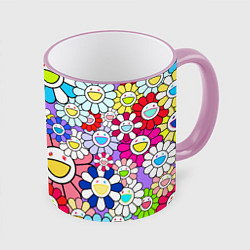 Кружка 3D Цветы Takashi Murakami, цвет: 3D-розовый кант
