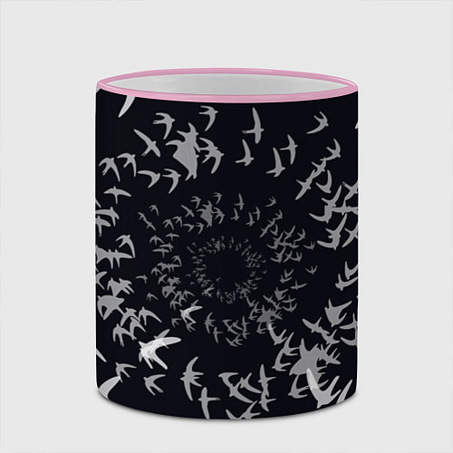 Кружка цветная Веер птиц / 3D-Розовый кант – фото 2