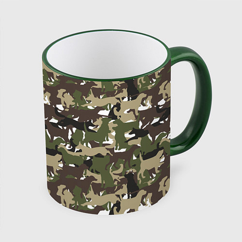 Кружка цветная Камуфляж из Собак Camouflage / 3D-Зеленый кант – фото 1