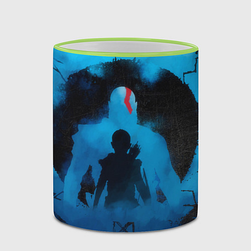 Кружка цветная БОГ ВОЙНЫ РАГНАРЁК GOD OF WAR / 3D-Светло-зеленый кант – фото 2
