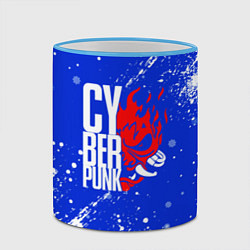 Кружка 3D Cyberpunk 2077 - Новогодний, цвет: 3D-небесно-голубой кант — фото 2