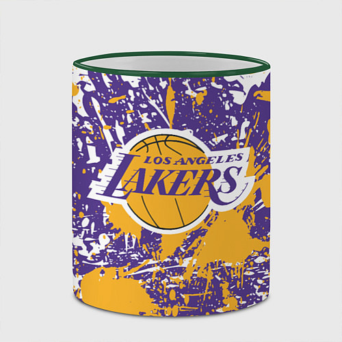Кружка цветная LAKERS ФИРМЕННЫЕ ЦВЕТА БРЫЗГИ КРАСОК LA / 3D-Зеленый кант – фото 2