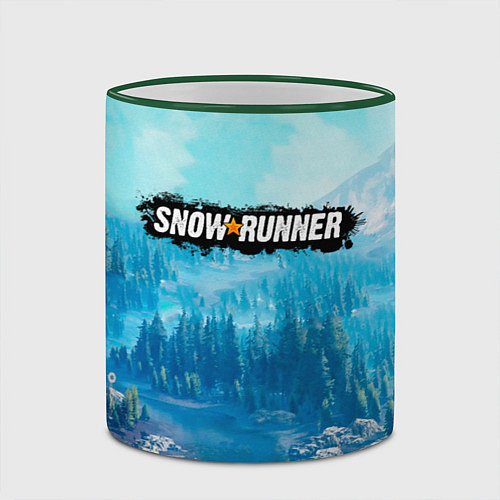Кружка цветная SnowRunner СноуРаннер логотип / 3D-Зеленый кант – фото 2