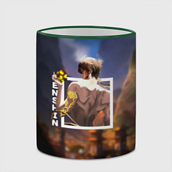 Кружка 3D Чжун Ли Zhongli, Genshin Impact, цвет: 3D-зеленый кант — фото 2