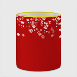 Кружка 3D Рождественские снежинки, цвет: 3D-желтый кант — фото 2