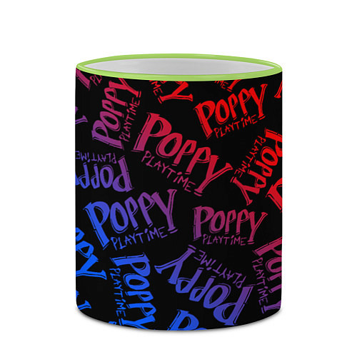 Кружка цветная POPPY PLAYTIME LOGO NEON, ХАГИ ВАГИ / 3D-Светло-зеленый кант – фото 2