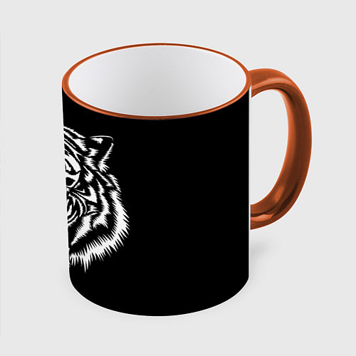 Кружка цветная Сильный тигр / 3D-Оранжевый кант – фото 1