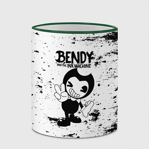 Кружка цветная Bendy and the ink machine - Black & White / 3D-Зеленый кант – фото 2
