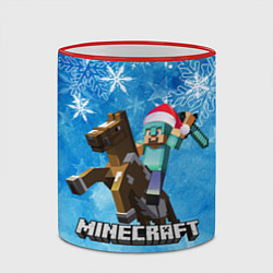 Кружка 3D НОВЫЙ ГОД В МАЙНКРАФТ, СНЕЖИНКИ, 2022, цвет: 3D-красный кант — фото 2