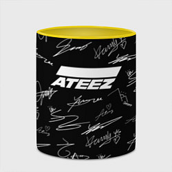 Кружка 3D ATEEZ БЕЛЫЕ АВТОГРАФЫ УЗОР, цвет: 3D-белый + желтый — фото 2