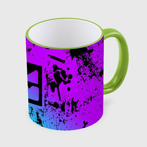 Кружка цветная GEOMETRY DASH NEON LEVELS SMILE / 3D-Светло-зеленый кант – фото 1