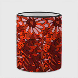 Кружка 3D Красные цветы абстракция, цвет: 3D-черный кант — фото 2
