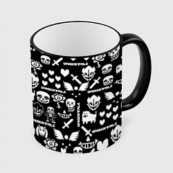 Кружка 3D UNDERTALE PATTERN БЕЛЫЙ, цвет: 3D-черный кант