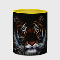 Кружка 3D Тигр в Темноте Глаза Зверя, цвет: 3D-белый + желтый — фото 2