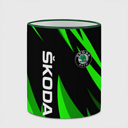 Кружка 3D SKODA Логотип Узор, цвет: 3D-зеленый кант — фото 2