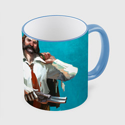 Кружка 3D Детективы в деле, цвет: 3D-небесно-голубой кант