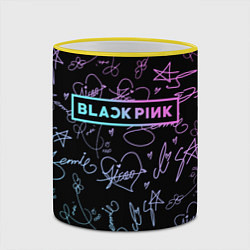 Кружка 3D NEON BLACKPINK АВТОГРАФЫ, цвет: 3D-желтый кант — фото 2